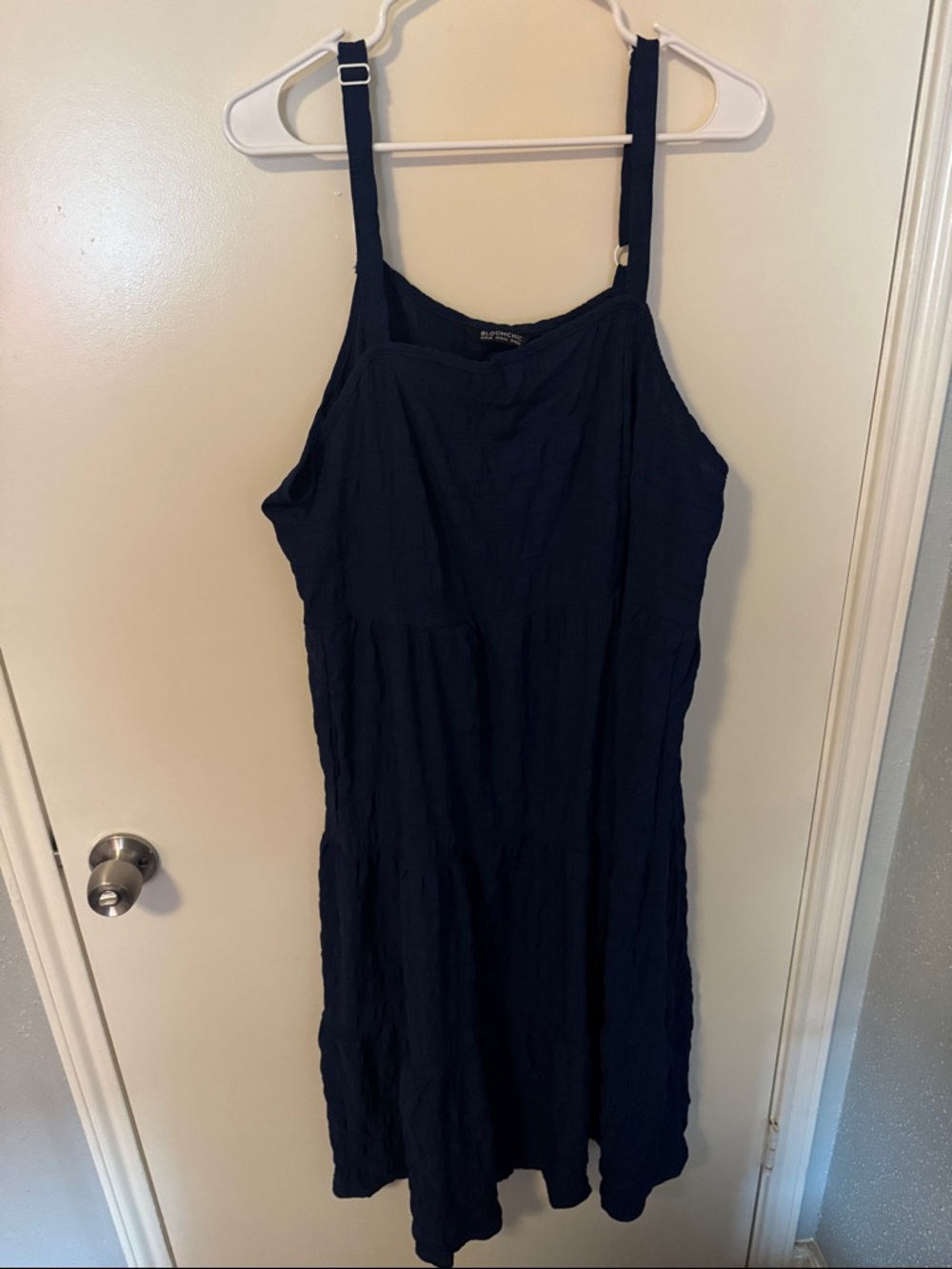 BloomChic Navy Tiered Midi Dress
